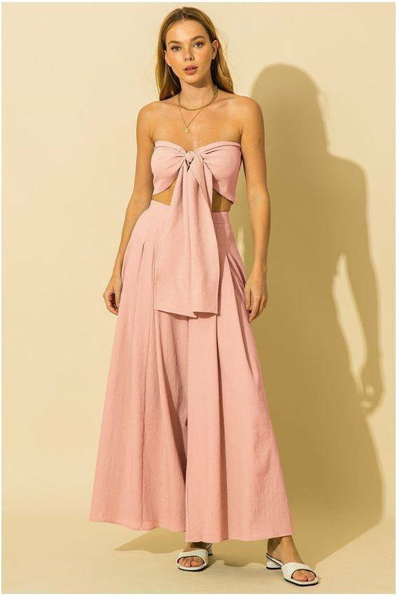 Lady Palazzo Pants Crop Top Set