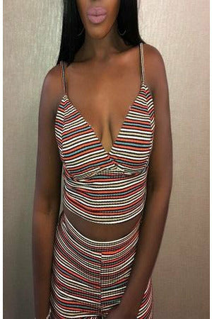 Angie Multi Stripe Knit Trendy Crop Top Tops Mission Lane S  