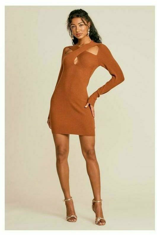 Cinnamon Spice Crossover Knit Dress | Mission Lane Cinnamon Spice Crossover Knit Dress | Mission Lane