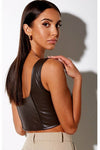Brown Faux Leather Bustier Coco Top Tops Motel Rocks   