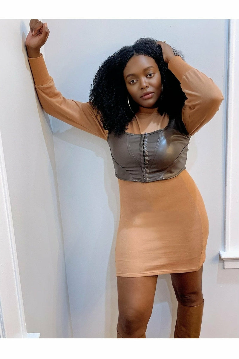 Crew Neck Knit Bustier Dress Dresses Style Rack   